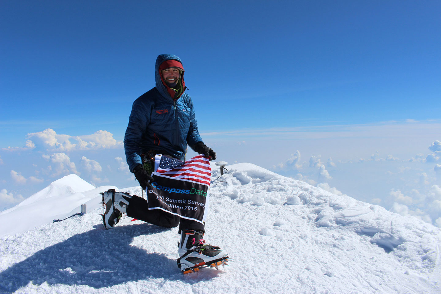 GPS survey party chief Blaine Horner reaches the summit of Denali, establishing its official elevation of 20,310 feet.