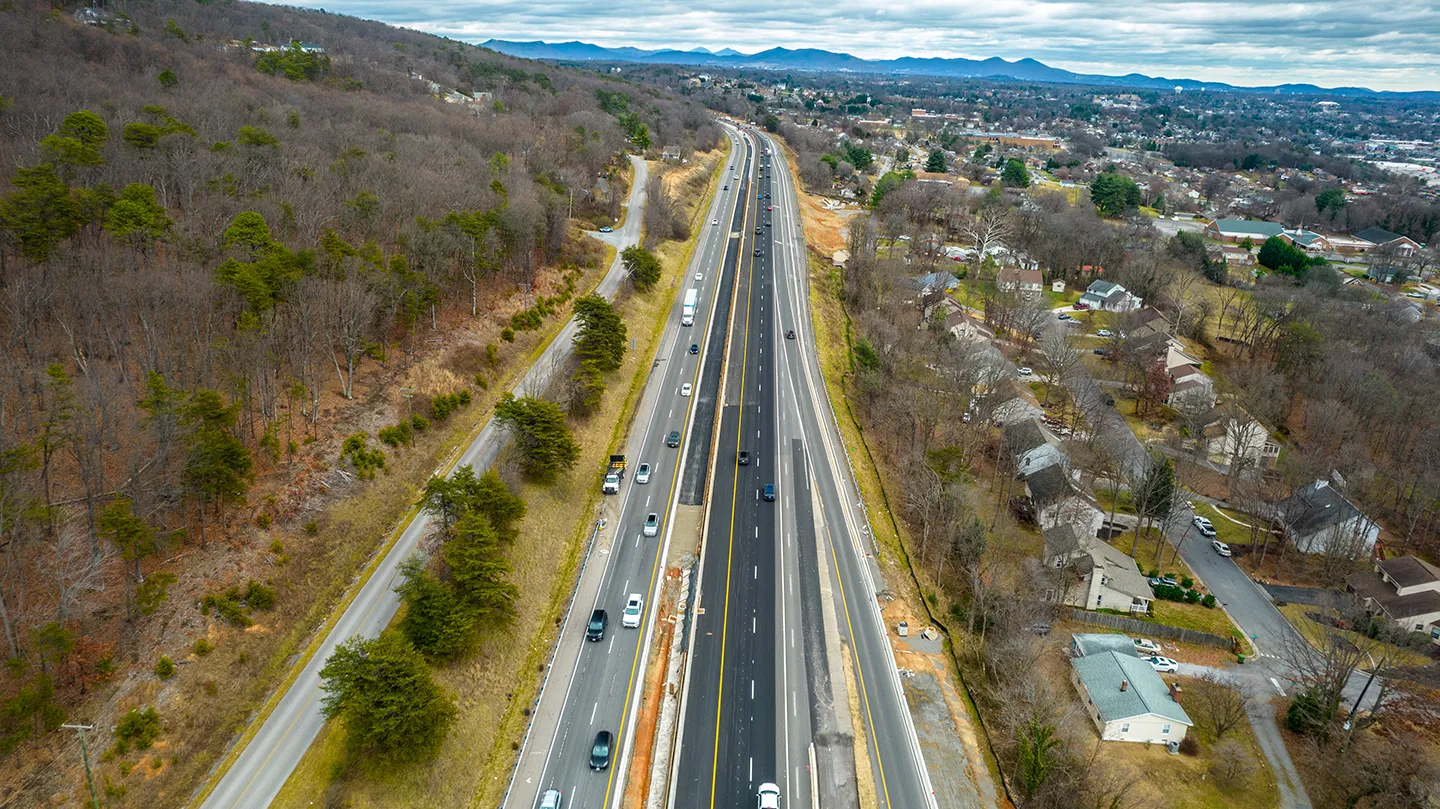 Route 112 bridge work with northbound traffic shifted onto new structure. Photo courtesy of Archer Western Construction.