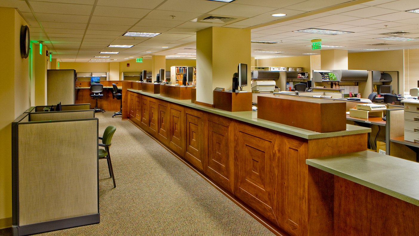 Level 7 was converted from unused detention space into record storage and work space for the court clerk while the public clerk functions are located on Level 2.