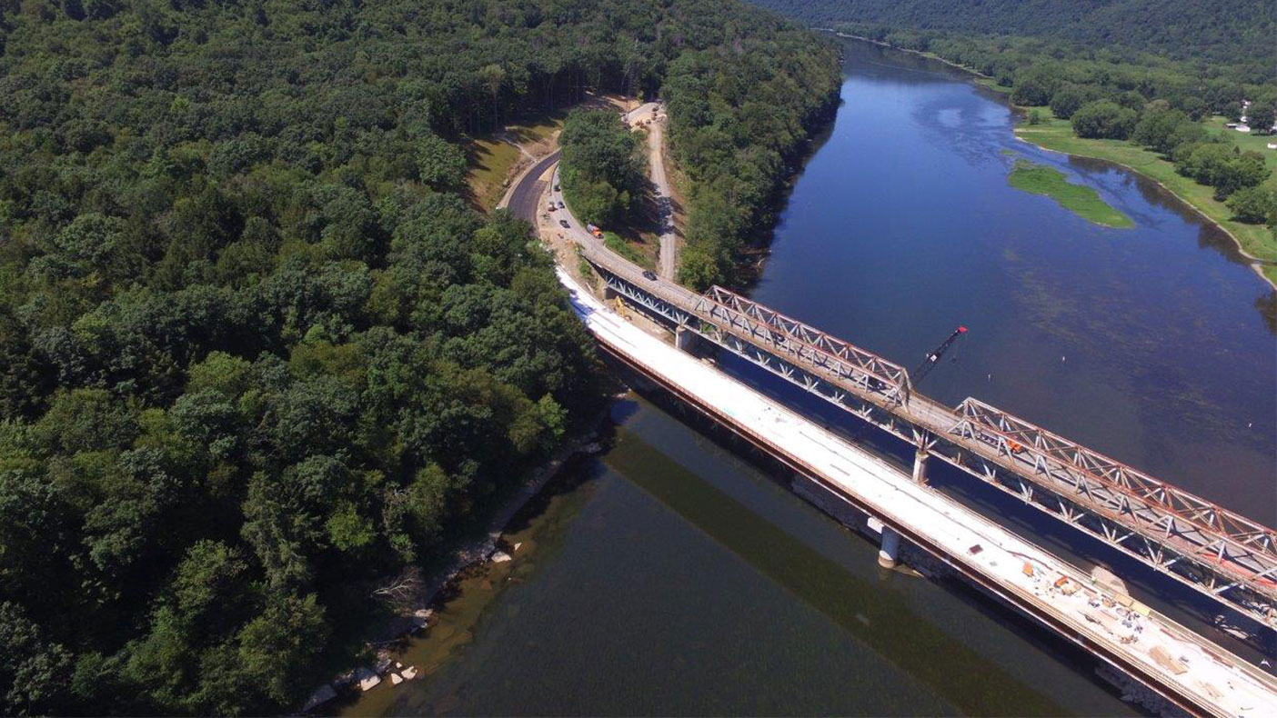 Transporting approximately 1,100 vehicles a day, the Hunter Station Bridge carries U.S. Route 62 over a designated wild and scenic stretch of the Allegheny River.