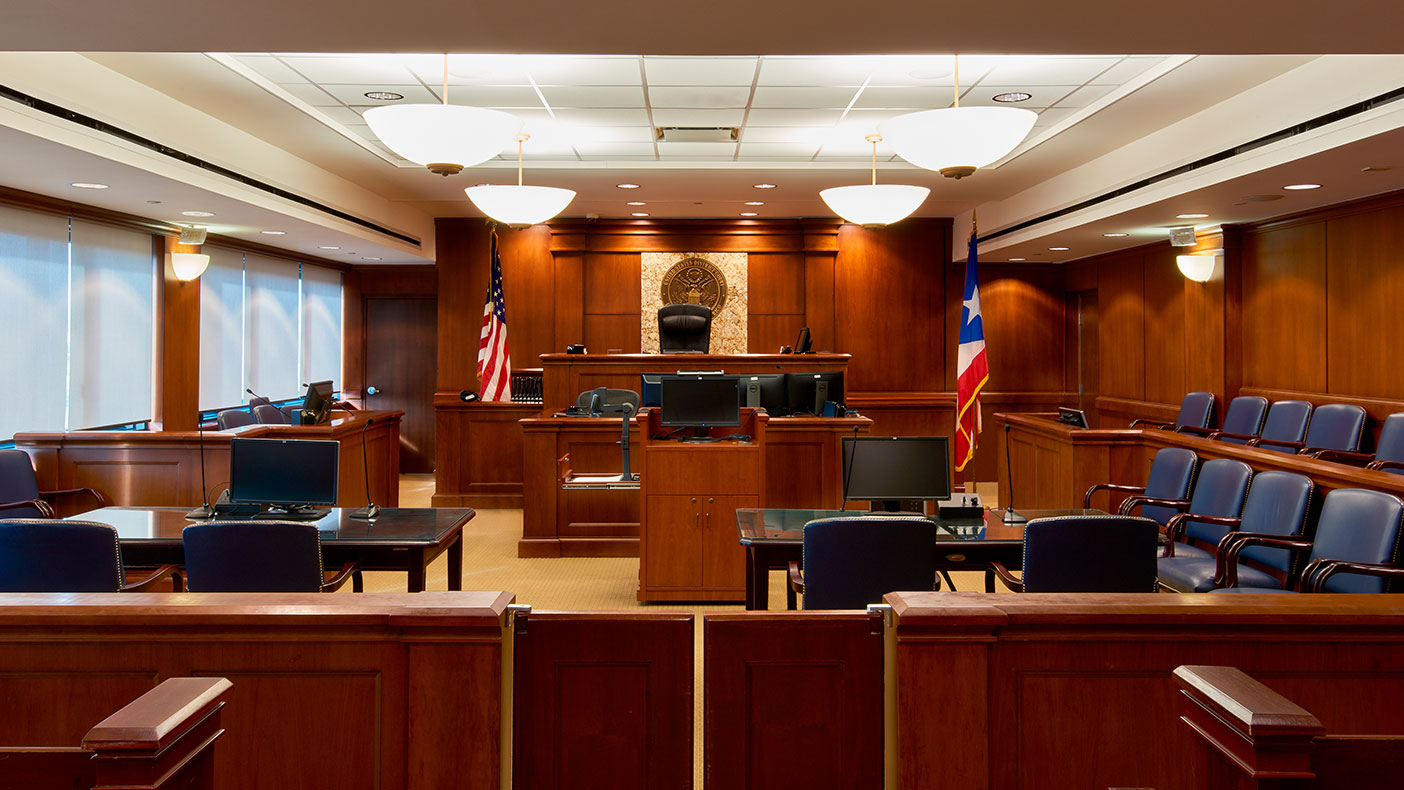 The courthouse complex includes multiple courtrooms with various capacities. 