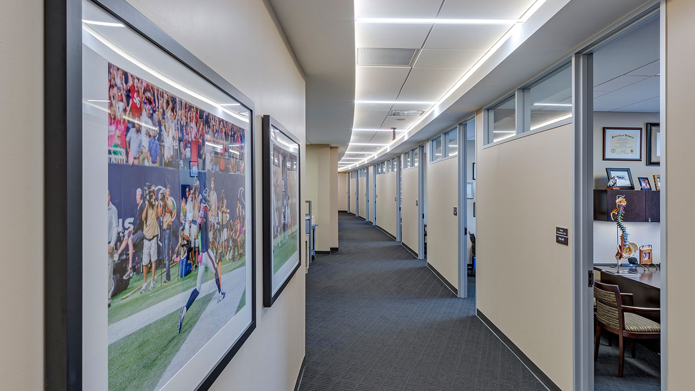 The curved corridors allow for ease of flow throughout the space.