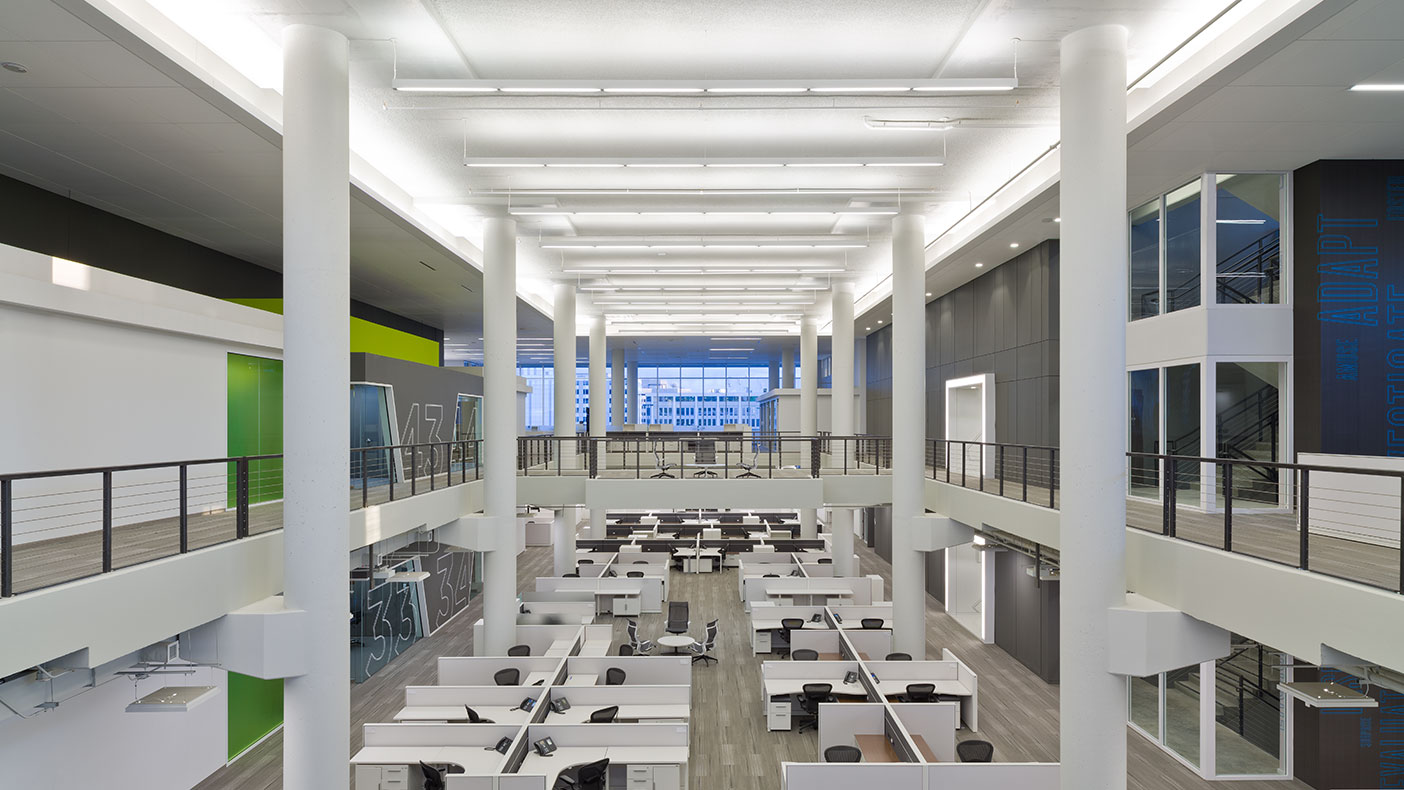 The new NPR Headquarters houses a 110,00-SF data center, office and administrative spaces, a fitness center, a full-service kitchen and staff cafeteria.