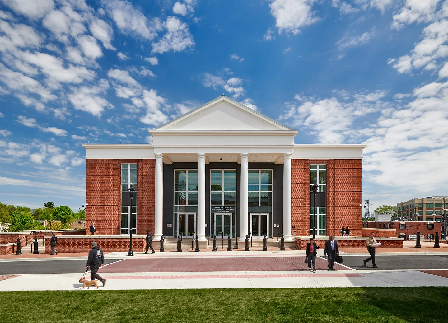 The design includes a public open space in front of the courthouse while still providing the security needed for safe courts operations.