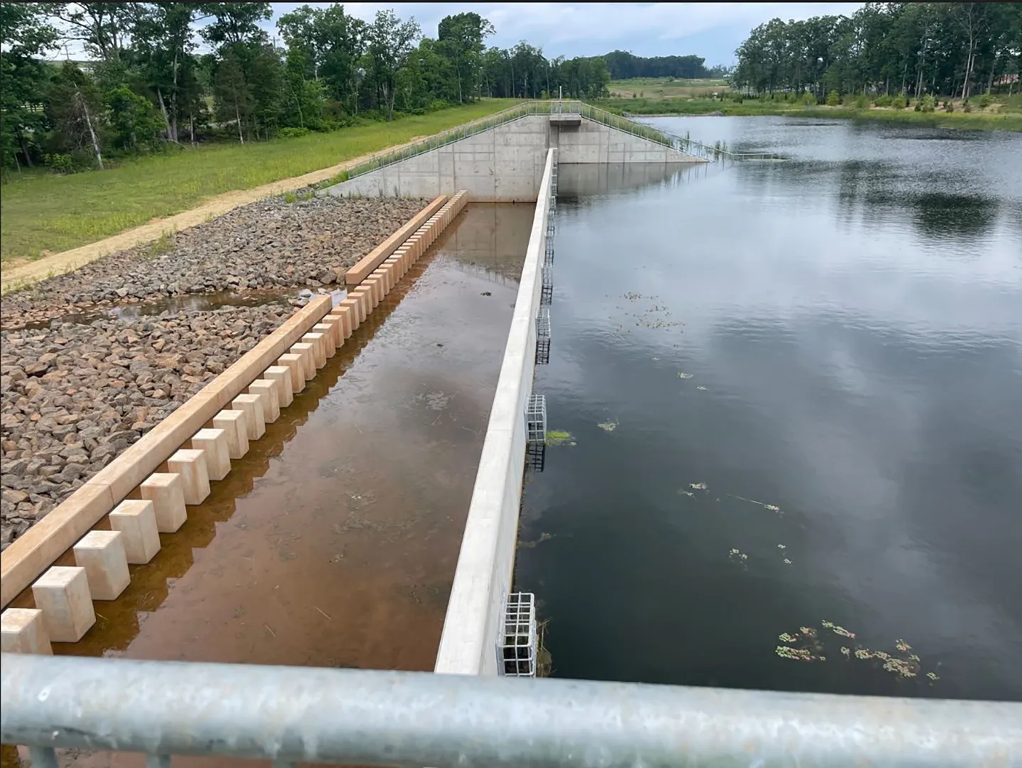 A regional storm pond and dam was built during the remediation process.