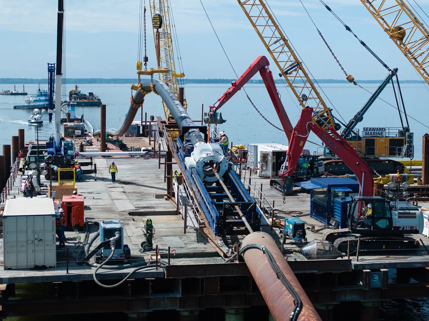 In May 2024, a major milestone was reached as the installation of over 5,700 linear feet of 42-inch dimension ratio 11 high-density polyethylene was completed using horizontal directional drilling. Photo courtesy of Garney Construction.