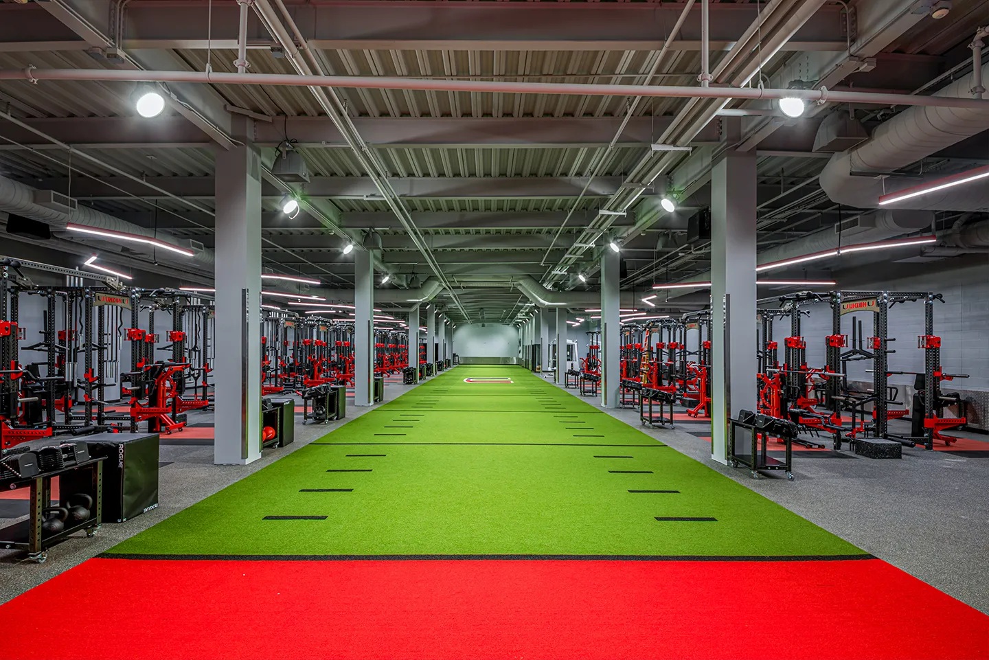 Beneath the concourse is a large weight room facility that is available to all the athletic programs and features state-of-the-art equipment and a 7x60-yard-long section of turf.